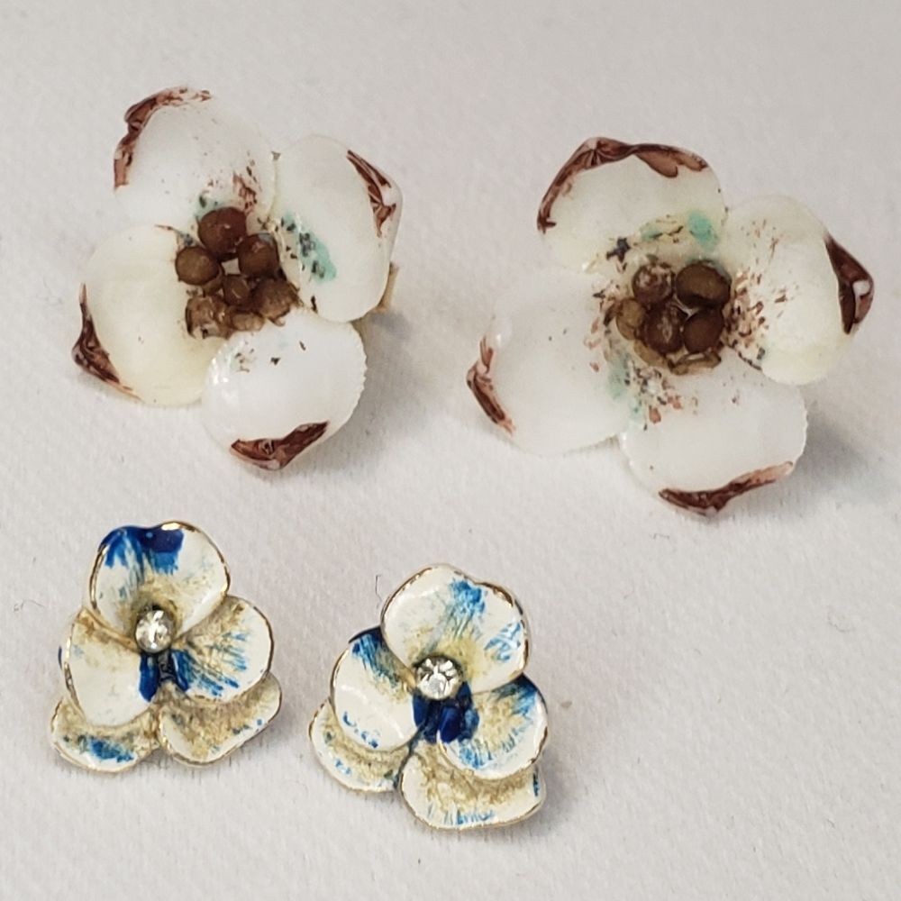 Flower Pierced Earrings 2 sets, Unique